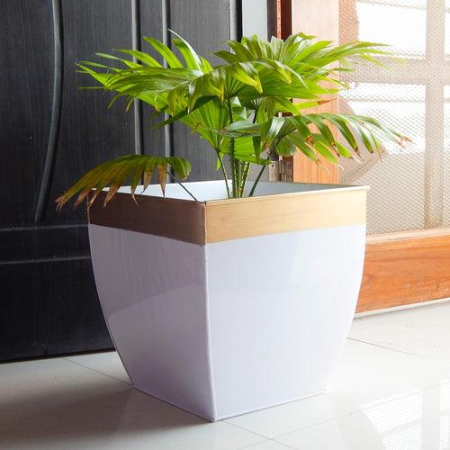 Casa De Amor 12 inches Metal Planters for Living Room | Midland Plant Pots for Indoor Outdoor (Pack of 2)