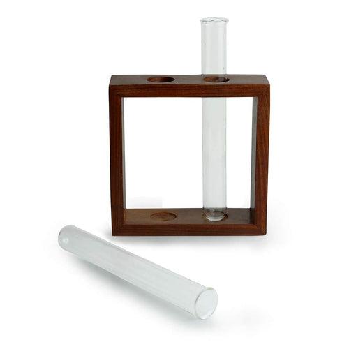 Casa De Amor Test Tube Planter with Wooden Holder for Office Table Top & Living Room Decoration