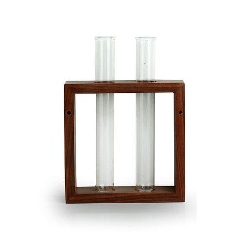 Casa De Amor Test Tube Planter with Wooden Holder for Office Table Top & Living Room Decoration