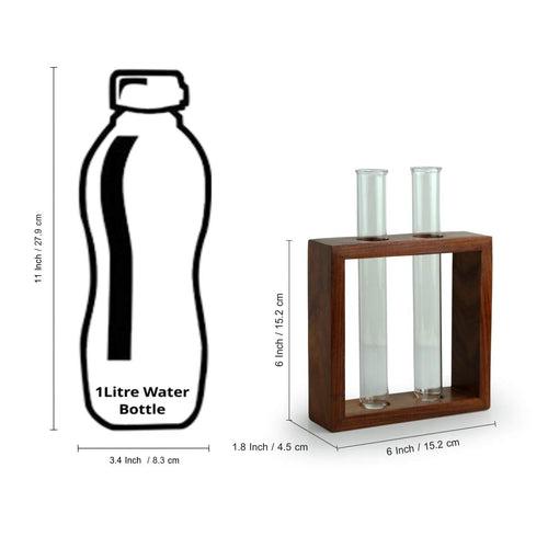 Casa De Amor Test Tube Planter with Wooden Holder for Office Table Top & Living Room Decoration