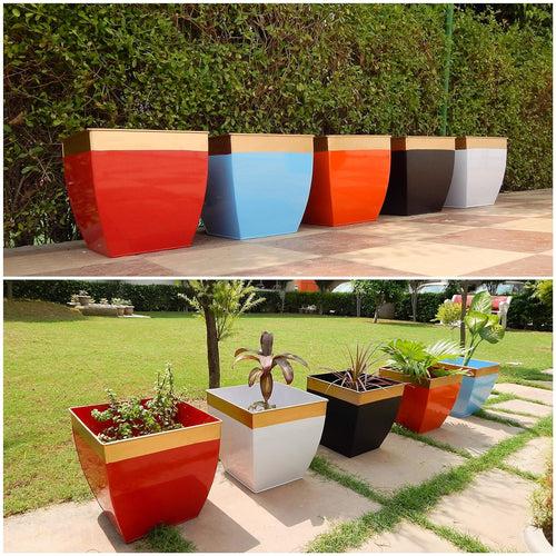 Casa De Amor 12 inches Metal Planters for Living Room | Midland Plant Pots for Indoor Outdoor (Pack of 2)