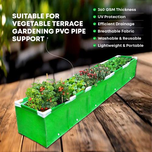 Casa De Amor HDPE UV Protected 360 GSM Green Grow Bags Rectangular Suitable for Vegetable Terrace Gardening (10x1x1 Feet, Pack of 1)