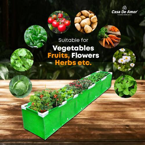 Casa De Amor HDPE UV Protected 360 GSM Green Grow Bags Rectangular Suitable for Vegetable Terrace Gardening (10x1x1 Feet, Pack of 1)