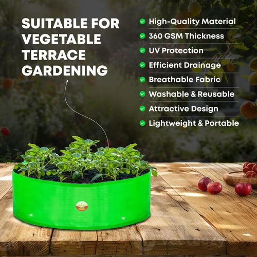 Casa De Amor HDPE UV Protected 360 GSM Green Grow Bags Round Suitable for Vegetable Terrace Gardening (18x9 Inch)