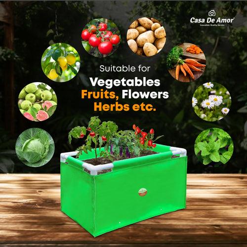 Casa De Amor HDPE UV Protected 360 GSM Green Grow Bags Rectangular Suitable for Vegetable Terrace Gardening (2x1x1 Feet, Pack of 1)