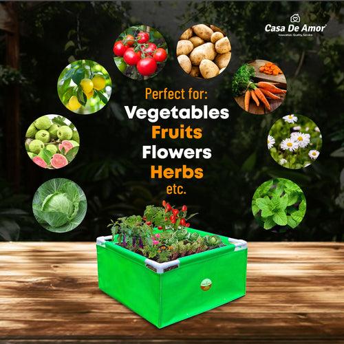 Casa De Amor HDPE UV Protected 360 GSM Green Grow Bags Rectangular Suitable for Vegetable Terrace Gardening (2x2x1 Feet, Pack of 1)