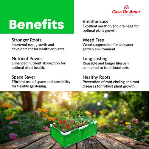 Casa De Amor HDPE UV Protected 360 GSM Green Grow Bags Rectangular Suitable for Vegetable Terrace Gardening (4x2x1.5 Feet, Pack of 1)