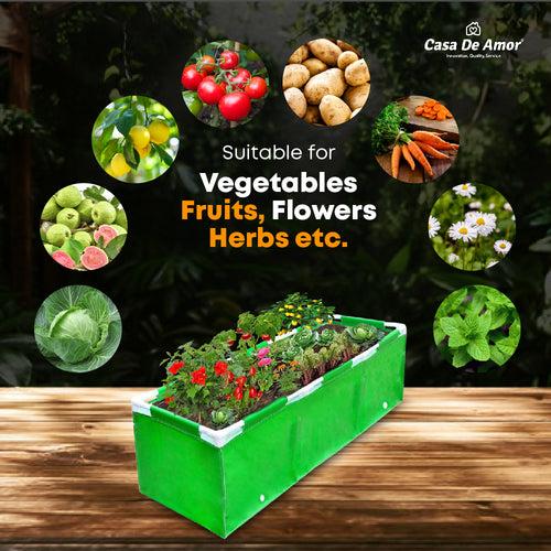 Casa De Amor HDPE UV Protected 360 GSM Green Grow Bags Rectangular Suitable for Vegetable Terrace Gardening (5x1.25x1.25 Feet, Pack of 1)