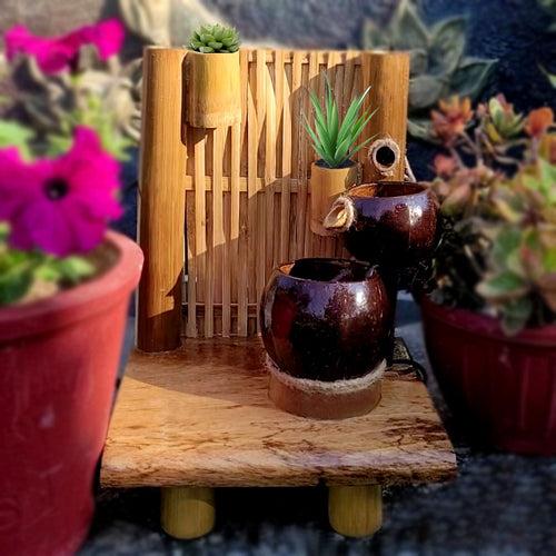 Casa De Amor Coconut Shell Bamboo Fountain for Garden Tabletop Waterfall Indoor Outdoor Living Room Home Decor and Gifts