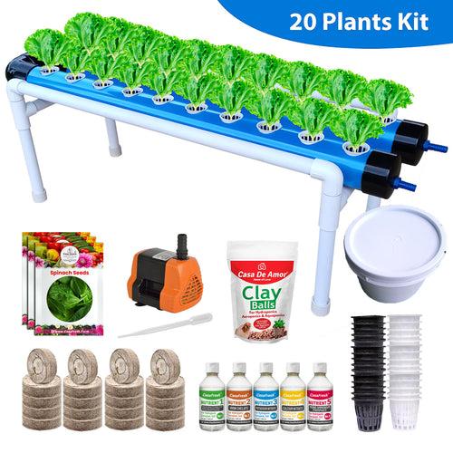 Casa De Amor Hydroponics Kit for Home- 20 Plants, Beginners Hydroponic System- Reusable for Indoor/Outdoor hydroponics, Seeds Included