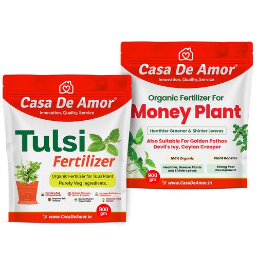 Combo Pack_Tulsi Fertilizer (900 gm) + Money Plant Fertilizer (900 gm) for Balcony, Terrace & Home Gardening