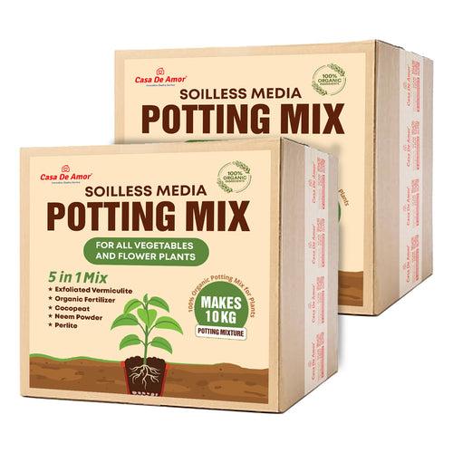 Casa De Amor 5-in-1 Potting Mix- Makes 10Kg Soil Less Mixture with Cocopeat, Vermiculite, Perlite, Neem Cake Powder & Organic Fertilizer for Healthy Plant Growth