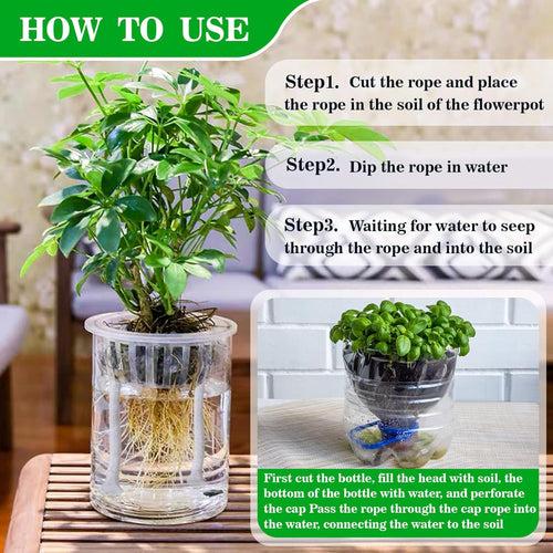 Casa De Amor Self Watering Wick Cord- Automatic Plant Watering System for Vacation Plant Care - DIY Potted Plant Sitter Rope for Indoor & Outdoor Gardens