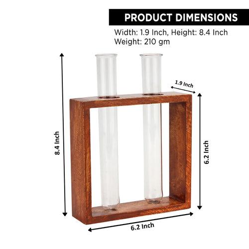 Casa De Amor Test Tube Planter with Wooden Holder for Office Table Top & Living Room Decoration