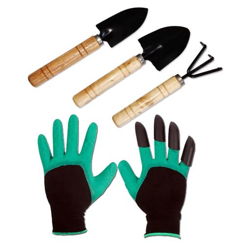 Casa De Amor Mini Gardening Tools Set - Hand Cultivator, Small Trowel, Trans-Planter & Gloves for Home Garden