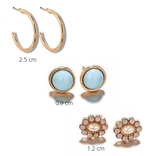 Hoop and Stud Earring Set - 3 Pack