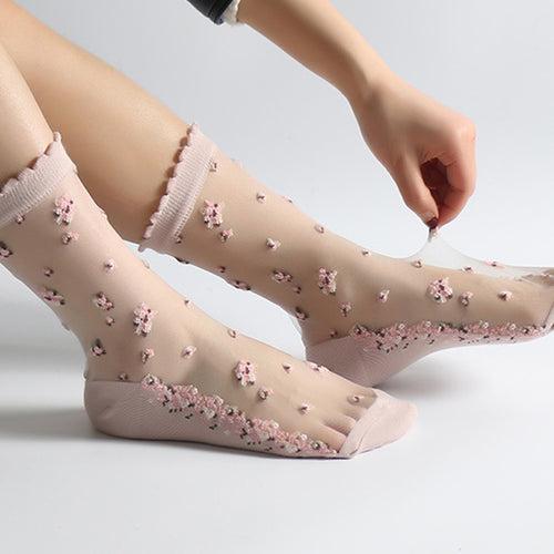 Daisy Sheer Socks - Pink