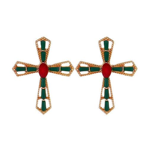 Ruby and Emerald Stud Earrings