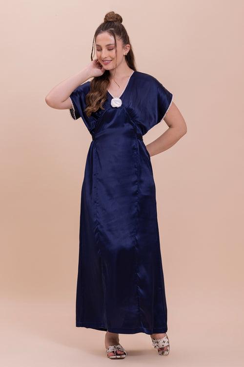 Elegant Blue Satin Night dress