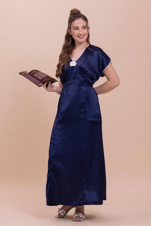 Elegant Blue Satin Night dress