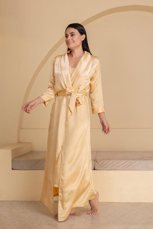 Gold satin Nightgown set