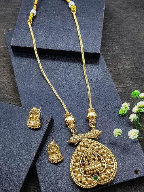 Premium Gold Finish Reversible Necklace Set with AD Stones