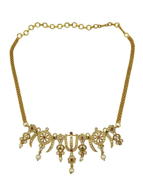 Gold Plated Temple Design short necklace