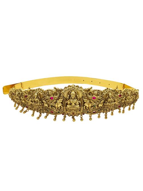 Gold Plated Traditional adjustable Waistbelt / vadiyannam with Laxmi