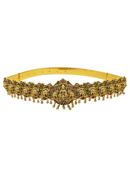 Gold Plated Traditional adjustable Waistbelt / vadiyannam with Laxmi