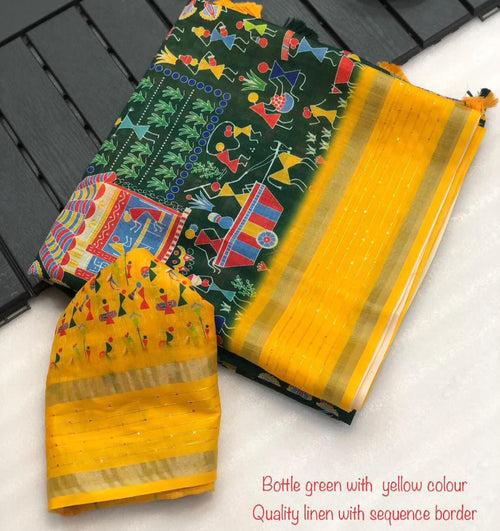 Beautiful Crape Semi-Silk saree with all over design along with contrast sequence border 23344N