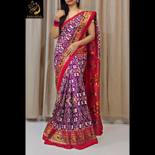 Beautifull soft Dola Semi-Silk Saree With Patola Foil print Saree 23477N