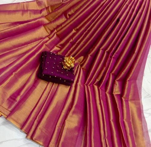 Cotton Tissue collection Saree With Designer Blouse 19688N