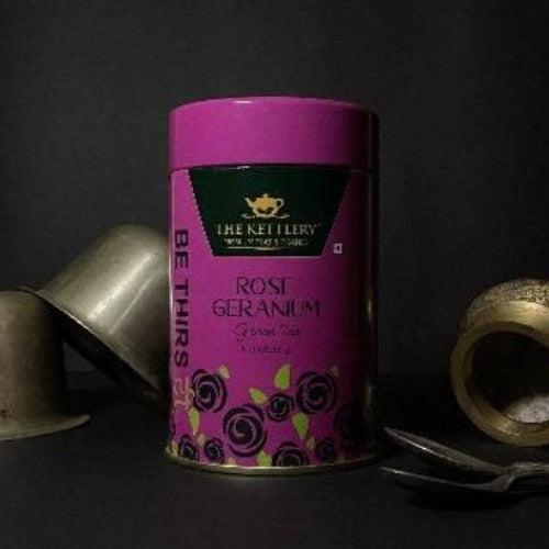 Rose Geranium Loose Leaf Green Tea Tin - 65 gms