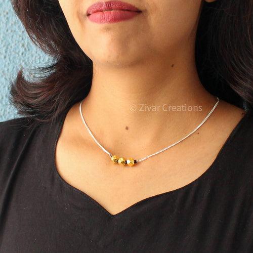 Gold Beads Silver Mangalsutra