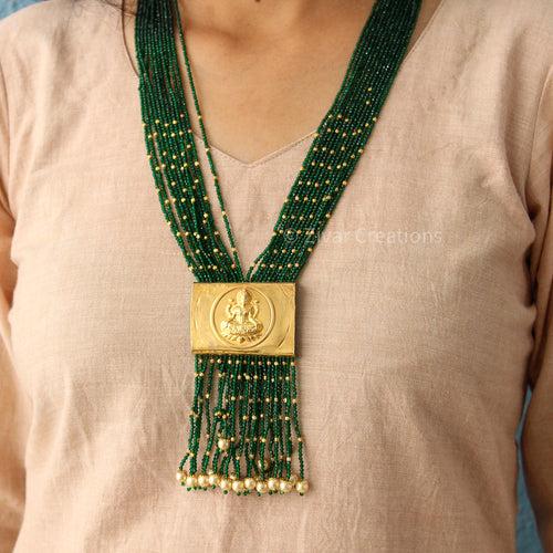 Laxmi Ji Handmade Green Beads Long Necklace