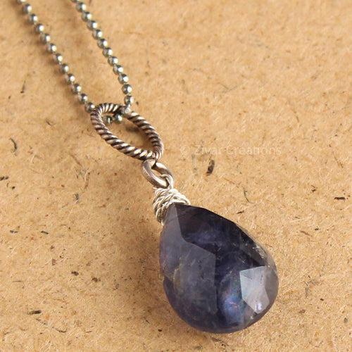 Drop Shape Iolite Sterling Silver Pendant