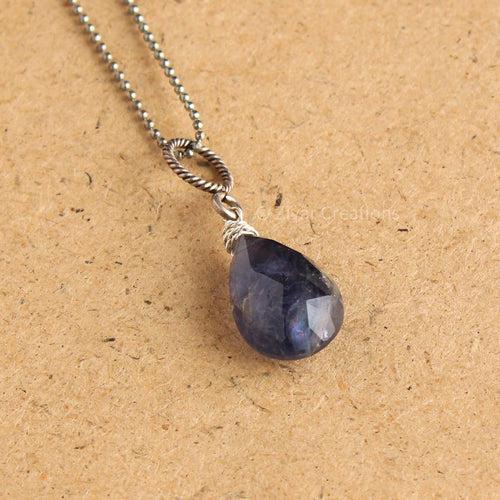 Drop Shape Iolite Sterling Silver Pendant