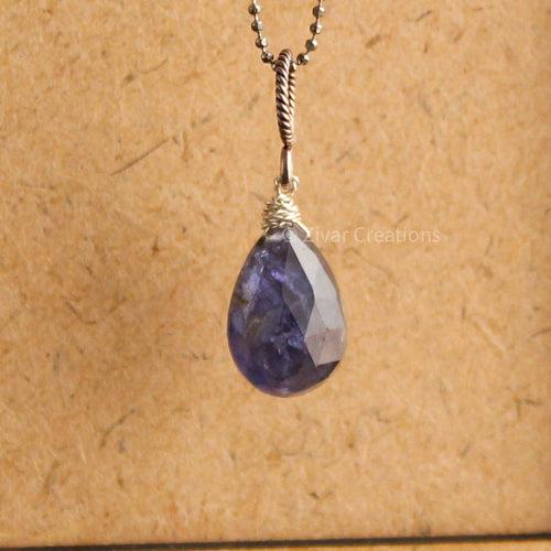 Drop Shape Iolite Sterling Silver Pendant