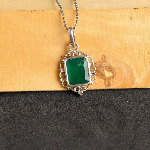 Green Aventurine Quartz 925 Silver Pendant