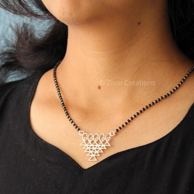 Silver Sarsawati Pendant Mangalsutra