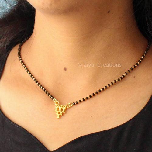 Gold Plated Small Saraswati Pendant Mangalsutra