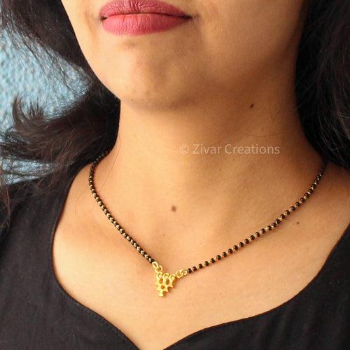 Gold Plated Small Saraswati Pendant Mangalsutra