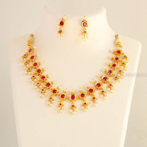 Red Stones South Indian Necklace