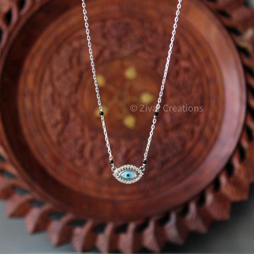 Evil Eye Solid 925 Sterling Silver Necklace Mangalsutra