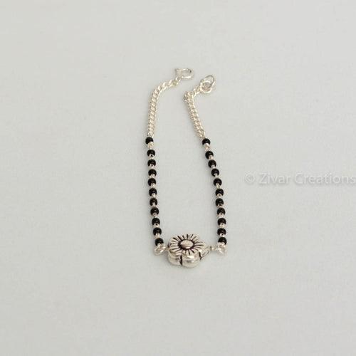 Flower Bracelet Silver Mangalsutra,