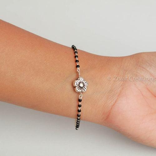 Flower Bracelet Silver Mangalsutra,