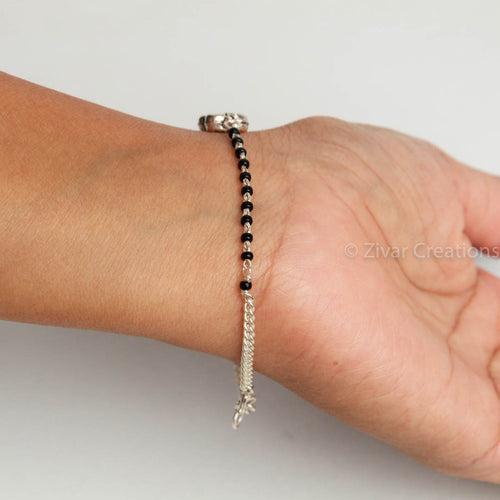 Flower Bracelet Silver Mangalsutra,