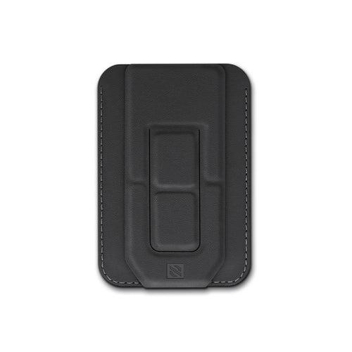 SKYVIK Leather Wallet Stand(MagTap) Compatible with Magsafe Card Holder for iPhone 15/14/13/12 Series-Black