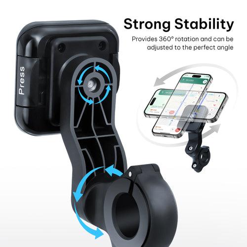 SKYVIK TRUHOLD Taplock Magnetic Bike Mobile Holder for Motorcycle, bi-Cycle, Scooter with tap & Safe Lock Feature