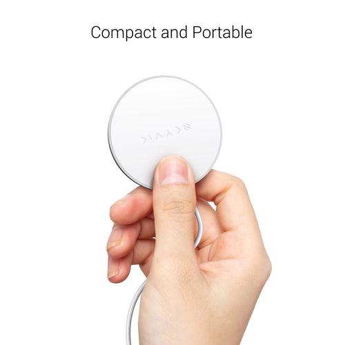 SKYVIK Beam Tap Magsafe Compatible 15W Fast Wireless Charging pad for iPhone 12, 13 & 14 Series - White